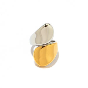 Stainless Steel <b>Ring</b> Geometric Shape Gold Plated Women's Open Design Fashion Jewelry Gift - Product Image 4