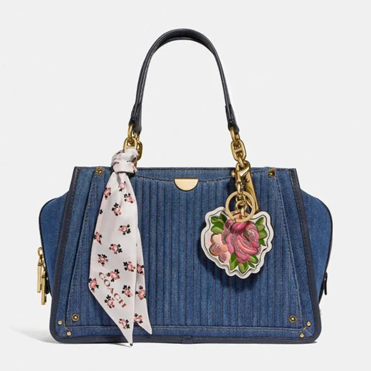 Custom Designer Mode Elegante Vrouwen Blauwe Denim Handtas Nieuwe Collectie Dames Tote Handtas