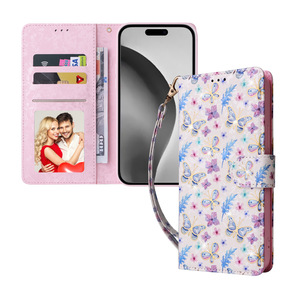 Custodia in pelle sintetica con motivo floreale stampato personalizzato per <span class=keywords><strong>iPhone</strong></span> 16 15 14 Pro Max <span class=keywords><strong>Cover</strong></span> a <span class=keywords><strong>portafoglio</strong></span> - Product Image 1