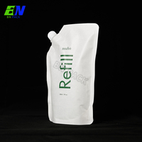 Sachet debout carré en papier kraft de 50 ml, fond carré, plastique HDPE recyclable, fermeture éclair supérieure, caractéristiques de sécurité pour les aliments liquides, emballage alimentaire