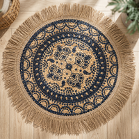 Tapis d'intérieur tressé en jute naturelle Hometex, motif bohème, lavable en machine, épaisseur moyenne, pour décoration intérieure moderne