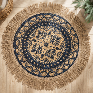 Hometex Handwoven Natural Jute Braided Area <b>Rug</b> with Bohemian Pattern <b>Washable</b> for Modern Home Decor - Product Image 4
