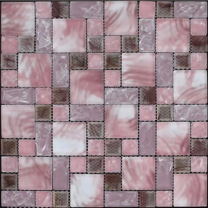 HMS08 originale rosa rosa modello di mosaico di vetro pittura a mano piastrelle smaltate di alta qualità Hengsheng mosaico di Cristallo