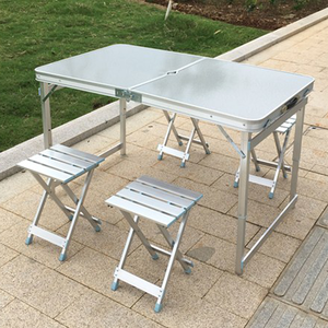 <span class=keywords><strong>Table</strong></span> <span class=keywords><strong>pliante</strong></span>, 1 pièce, <span class=keywords><strong>Table</strong></span> Portable en aluminium, avec quatre chaises pliantes, pour le Camping, la <span class=keywords><strong>plage</strong></span>, les arrière-plans, fête et pique-nique - Product Image 1