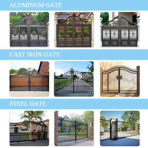 Puertas de <span class=keywords><strong>hierro</strong></span> de doble puerta Puerta de valla de privacidad al aire libre Puerta de <span class=keywords><strong>madera</strong></span> combinada <span class=keywords><strong>con</strong></span> valla de aluminio Puerta de jardín Puerta de cercado automática - Product Image 4