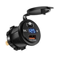 Chargeur de voiture USB 12V Quick Charge 3.0, étanche, 12V/24V PD Type-c + QC3.0, prise de charge rapide USB avec voltmètre LED