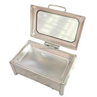 Luxuriöses Chafing Dish Set aus Silber mit Glasfenster für Restaurants, Buffets und Hotels – Speisenwärmer für Catering