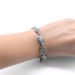 yunnique Tibetan Silver Square <b>Cross</b> Bracelet Unisex Geometric <b>Chain</b> Jewelry For <b>Men</b> And Women - Product Image 4