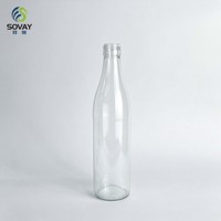 Bouteille en verre transparente et élancée de 500 ml, vide, en gros, pour l'embouteillage commercial de boissons et le stockage quotidien de liquides