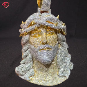 Кулон в стиле хип-хоп, Муассанит, ииссус, двухцветный 925, серебряный, полностью обледененный, 3D кулон из муассанита - Product Image 1