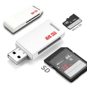 Pembaca kartu USB 2.0 ke SD, adaptor TF 2 IN 1 untuk kamera laptop SLR SDXC kartu memori cerdas Aksesori TV pembaca kartu OTG