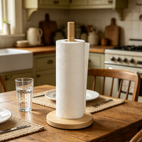 Porte-serviettes en papier de cuisine en bois de hêtre massif de la série Natural House à rayures verticales pour comptoir