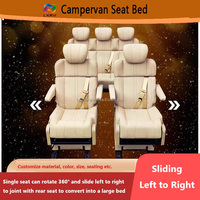 Siège-Lit Pliant LXRV 2+3 pour Camping-Car Fourgon Aménagé, Pivotant à 360 Degrés, Rails Coulissants Avant-Arrière Gauche-Droite, Cuir Nappa de Luxe