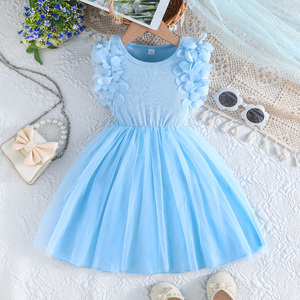 Vestido para Niñas de 4 a 7 Años, Estilo Princesa Formal con Encaje y Malla sin Mangas, Ropa Infantil, Suministro ODM - Product Image 1