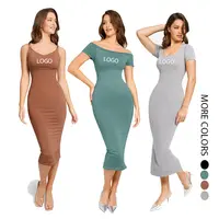 Hot Long Sleeve Body Shaper Dress Bodycon Maxi/Mini Built in Shapewear Bra  8 in 1 Women Tummy Control Lounge Dresses Slip Dress - AliExpress