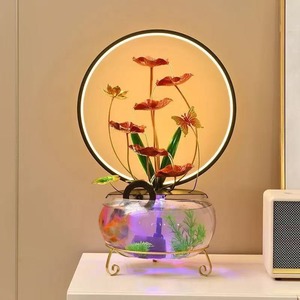 Feng Shui Water <b>Wheel</b> Round Metal <b>Desk</b> Decor With Led Light For Office And Home Decoration - Product Image 1
