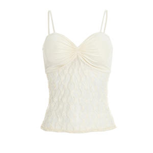 Viviblook J26TP040 Top de Verano para Mujer, Nuevo, Sexy, de Color Sólido, con Encaje y Transparencias, Camisola para Damas - Product Image 4