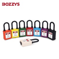 BOZZYS Cadenas de sécurité industriel en nylon 38 mm avec anse de 6 mm de diamètre, haute sécurité, durable, verrouillable, clé maîtresse, anti-effraction