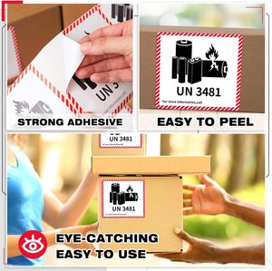 สติกเกอร์กันน้ำ UN3481 สำหรับแบตเตอรี่ลิเธียมไอออน ป้ายเตือนสำหรับการขนส่งทางอากาศและทางทะเล - Product Image 6