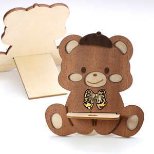 Soporte para Teléfono con Forma de Oso, Base de Madera Sólida para Escritorio, Decoración para Hogar u Oficina, Regalo, Empaque Personalizado Disponible - Product Image 2