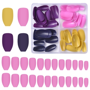 96 Uñas Postizas de Color Sólido en Caja, Uñas Francesas de ABS con Cobertura Completa, Cuadradas, Almendradas, Tipo Ataúd, Removibles y Reutilizables para Salón - Product Image 4