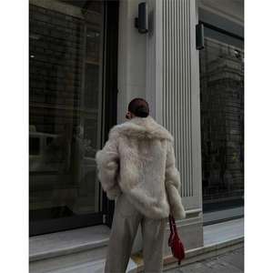 Short <b>Faux</b> <b>Fur</b> Coat in Stone Print Wool and Silk Zipper Closure Woven Processing Raw Material - Product Image 1