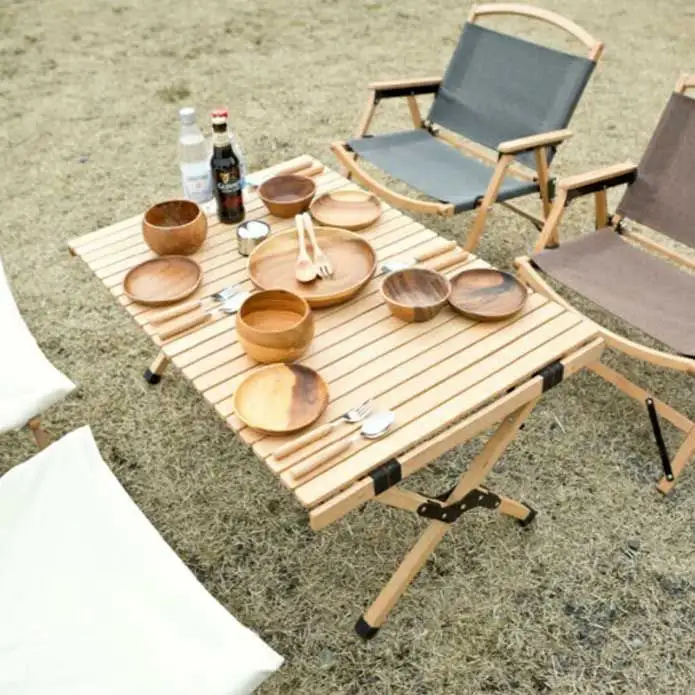 Al Aire Libre muebles baratos portátil plegable Picnic mesa de comedor jardín Picnic huevo rollo Mesa Patio plegable Camping Mesa