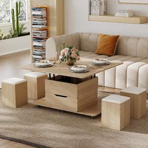 <span class=keywords><strong>Table</strong></span> <span class=keywords><strong>basse</strong></span> moderne naturelle <span class=keywords><strong>relevable</strong></span> 4 en 1 rangement <span class=keywords><strong>pliable</strong></span> et roulettes salle à manger salon <span class=keywords><strong>table</strong></span> d'extrémité carrée multifonctionnelle - Product Image 1
