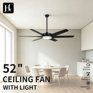 Black LED Ceiling Fan With Light 42/52 Inch 6 Blade Remote Control Modern <b>Home</b> Ceiling Ventilator - Product Image 5
