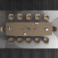 Table de conférence motorisée avec écran LCD intégré et microphone amélioré – Mobilier de réunion pour la maison, l'école et le bureau (bois)