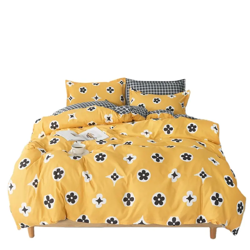 3 Stuk Thuis Textiel Bloemenprint Geborsteld Microfiber Dekbedovertrek Beddengoed Set Voor Meisjes/Jongens Queen Size Dekbedovertrek set