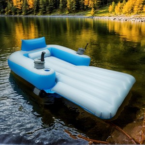 Flotador Inflable para Piscina de PVC, con Dos Hélices y Portavasos, para Adultos, para Piscina, Playa, Verano, Color Azul - Product Image 2