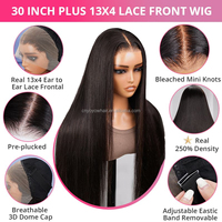 Pelucas de Cabello Humano con Frente de Encaje de 30 Pulgadas, Peluca de Cabello Humano con Encaje Completo HD 13x6 sin Pegamento, Cabello Virgen con Cutícula Alineada, Cabello Liso Natural