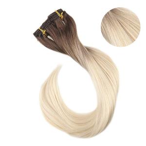 <span class=keywords><strong>Clip</strong></span> di colore ombre dei capelli umani vergini doppio disegnato di migliore qualità sulle estensioni dei capelli capelli a consegna rapida - Product Image 5