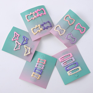 Ensemble de pinces à cheveux roses pour filles, pinces BB en alliage, design de dessin animé, pour femmes, cadeau, accessoire de coiffure, printemps 2024, origine Yiwu - Product Image 3