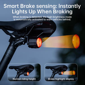 Feu arrière <span class=keywords><strong>de</strong></span> vélo étanche IP66 en aluminium CNC avec détection <span class=keywords><strong>de</strong></span> freinage intelligente pour les activités <span class=keywords><strong>de</strong></span> plein air et la conduite nocturne - Product Image 2