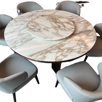 Table de salle à manger ronde au design moderne personnalisé Italie naturelle Calacatta or marbre surface polie pour application villa