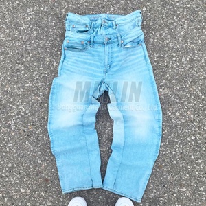 Jean évasé streetwear personnalisé pour homme, coupe droite, taille haute, denim oversize à double taille - Product Image 1