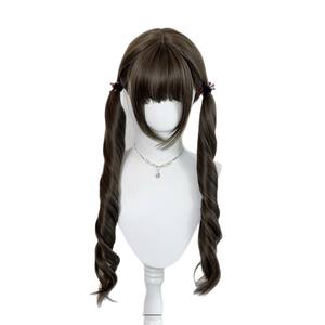 Peluca estilo Lolita, pelo largo y rizado, coletas gemelas, color gris avellana, marrón, fibra Kanekalon, Cosplay, cabeza completa sin pegamento - Product Image 1