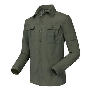 Botão personalizado Down Collared Fishing Shirts Manga Longa Poliéster Secagem Rápida Camisas UV Proteção Homens Pesca Camisa para Homens - Product Image 5