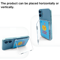 Portefeuille magnétique transparent pour téléphone, avec support intégré, design à rabat latéral, étui fin pour cartes de crédit