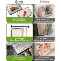 Planche à découper double face en paille de blé et titane, qualité alimentaire, anti-rayures, texturée, avec surface métallique