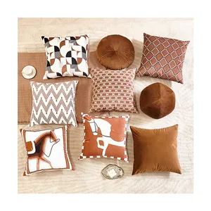 Buti nâu sang trọng nhung ngựa đệm bao gồm 45x45 Vuông hình học thêu Dot ném trang trí nhà gối vuông - Product Image 1