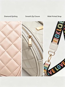 Borsa a tracolla trapuntata da donna di tendenza 2026, borsa a mano in PU con stampa a lettere e tracolla larga, borsa a tracolla casual da donna per tutti i giorni - Product Image 6