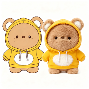 Orsetto di peluche alla moda <span class=keywords><strong>con</strong></span> cappuccio, morbido e soffice, in pelliccia riccia, <span class=keywords><strong>con</strong></span> <span class=keywords><strong>felpa</strong></span> gialla <span class=keywords><strong>con</strong></span> coulisse - Product Image 2