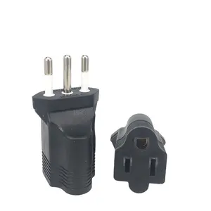 USA NEMA5-15P to Italy plug adapter Type B to Type L female to male round 3 prong power conversion plug