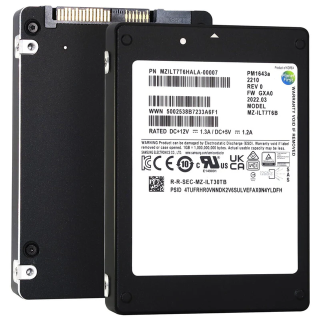MZILT7T6HALA-00007 PM1643a SSD 7.68 TB Internal 2.5" SAS 12Gb/s Solid State Drive Compatible with Samsung