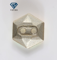 Harga grosir pabrik produk baru berlian imitasi kristal K9 seri lubang ganda tombol bawah potongan heksagonal kaca kristal