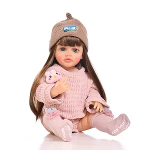 Boneka Cinta vinil 22 inci 55cm, boneka bayi silikon terlahir kembali yang menangis dan menangis