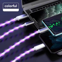 Chargeur de téléphone en PVC 3-en-1 haute vitesse avec câble de données Micro USB à charge rapide GlowingFlowing Light Trending